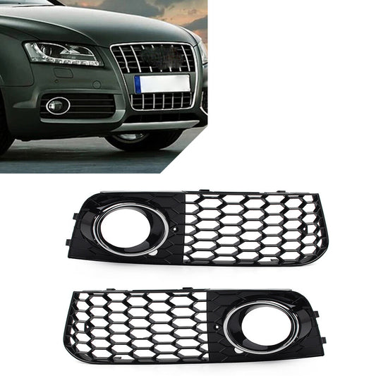 Silver honeycomb hexagonal mesh fog light protectors for Audi A4 B8 2009-12 2011 2010
