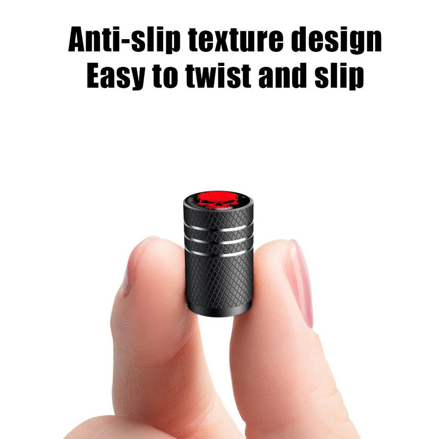 4-piece car tire valve cover rod air dust cover silver black skull for Mercedes-Benz