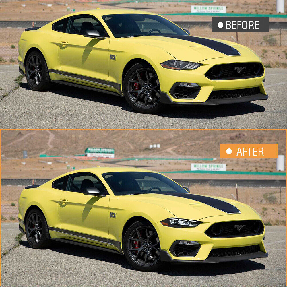Suitable for Ford for Mustang 2018-2023, pair of LED headlight assemblies with daytime running lights.