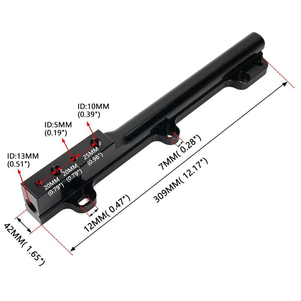 Black High Flow Fuel Rail Aluminum for Honda D-Series D15B7 D15B8 D16A6 D16Z6