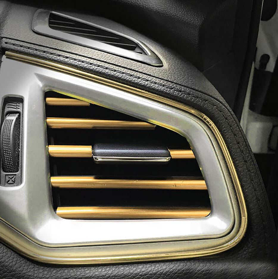 10-Piece Car Air Conditioner Socket Decorative Molded Trim Strips in Gold for BMW