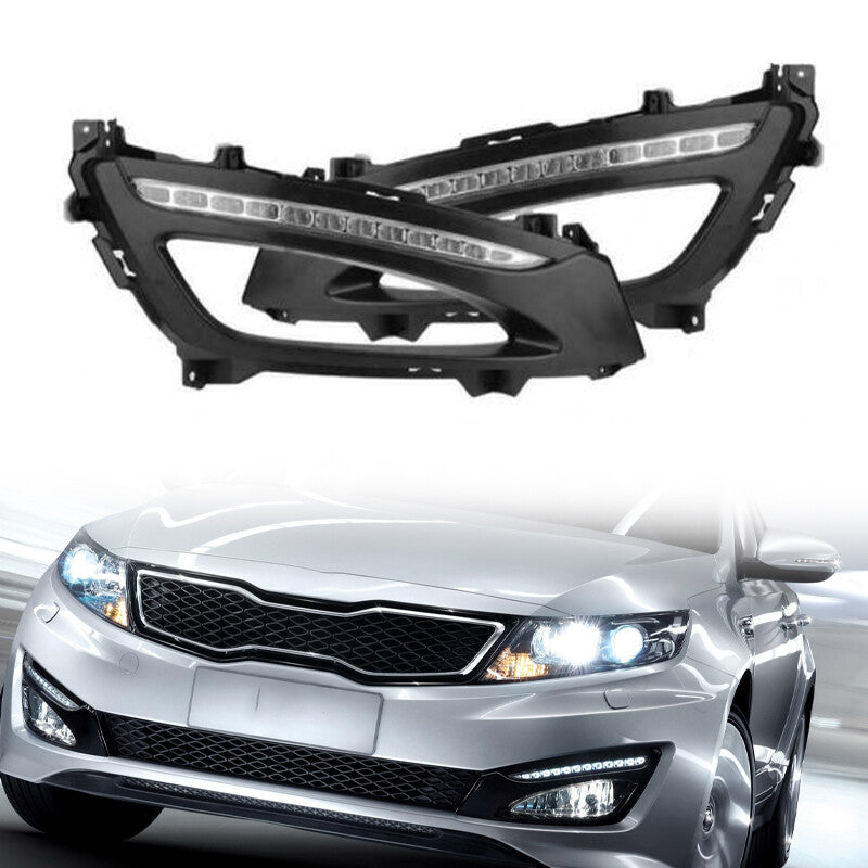 A pair of LED daytime running lights (DRLs) in white for Kia K5 Optima 2011-2013 .