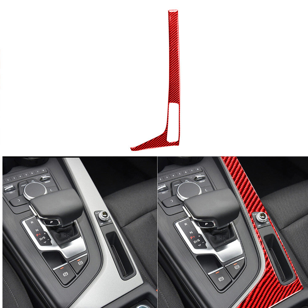 for Audi for A4 2017-19 Red Carbon Fiber Gear Shift Panel Side Decorative Cover Trim