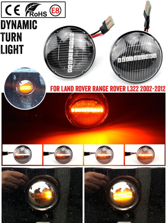 Dynamic Smoked LED Side Marker Turn Signal Lights For 2002-2012 for Range Rover L322