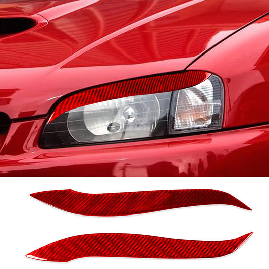 Red Carbon Headlight Eyebrow Eyelid Cover For T@yota Starlet Glanza EP91 1996-99