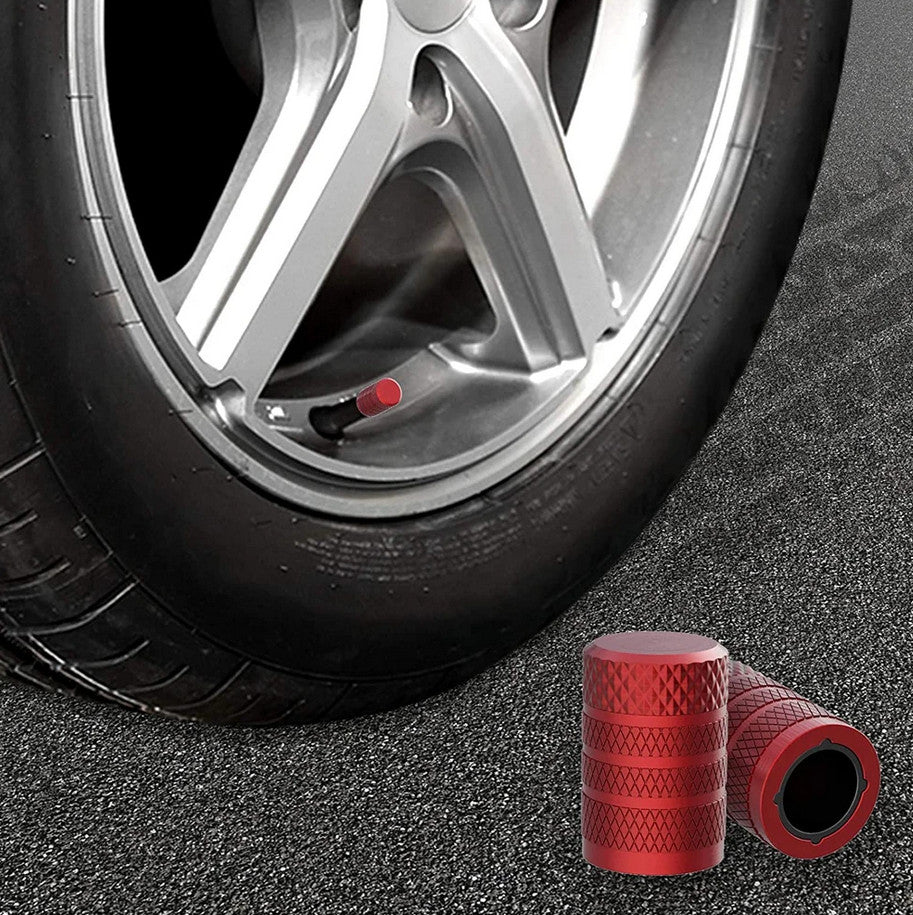 4-piece car tire valve cover rod air dust cover, red universal, suitable for Toyota .