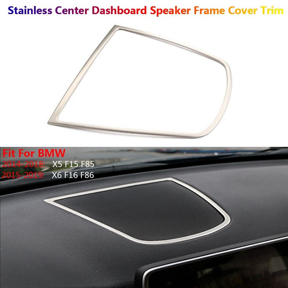 Stainless for BMW X5 X6 F15 F16 Car Center Console Dashboard Speaker Cover Trim