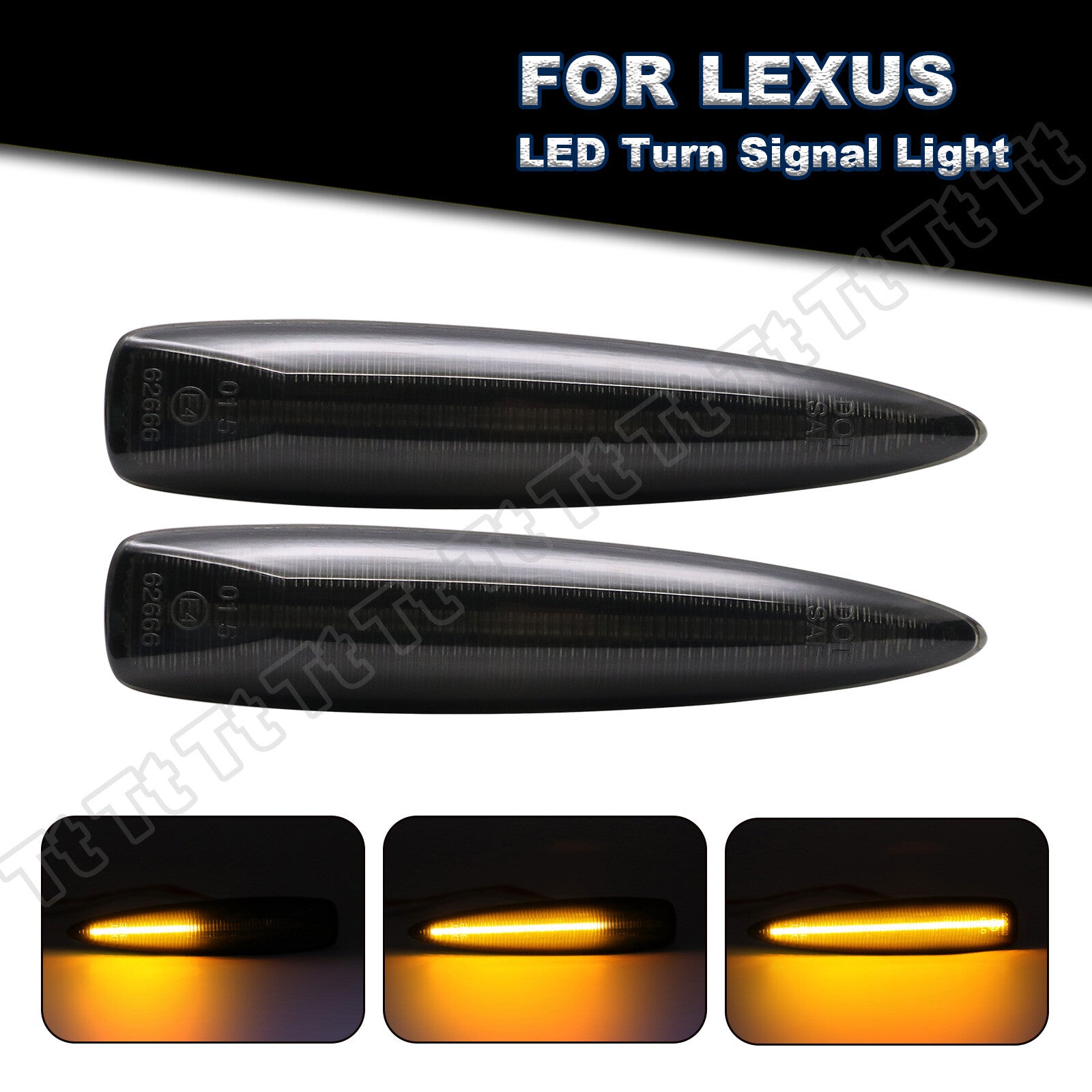 Two sequential LED fender side marker lights for Lexus IS FLS LS460 LX570