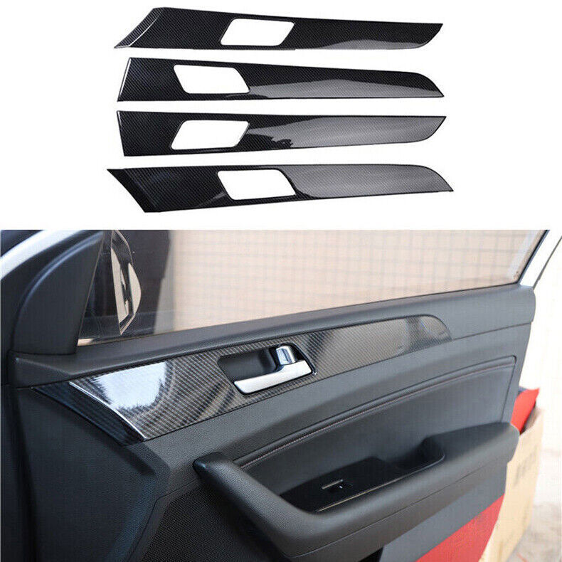 for Hyundai Sonata 2015-2019 Carbon Fiber Inner Door Bowl Panel Strip Cover Trim