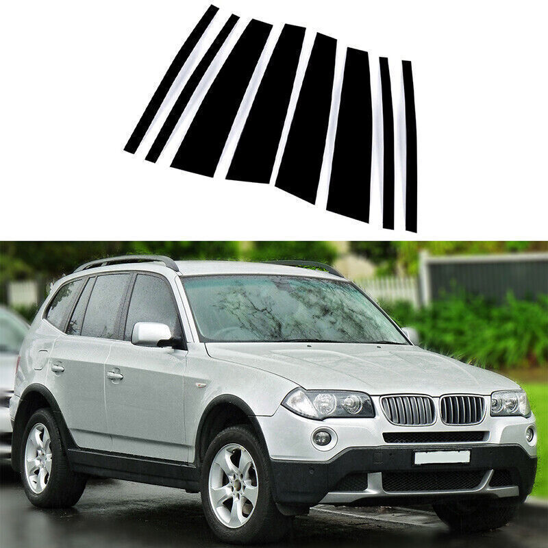 for BMW X3 2004-2010 Piano Black Pillar Posts Door Window Molding Strip Trims 8P