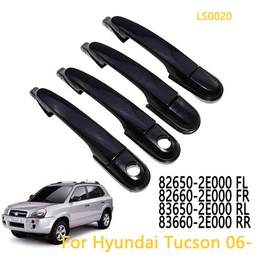 4x Black Front+Rear Left+Right Side Black Exterior Door Handles For 05-09 for Tucson