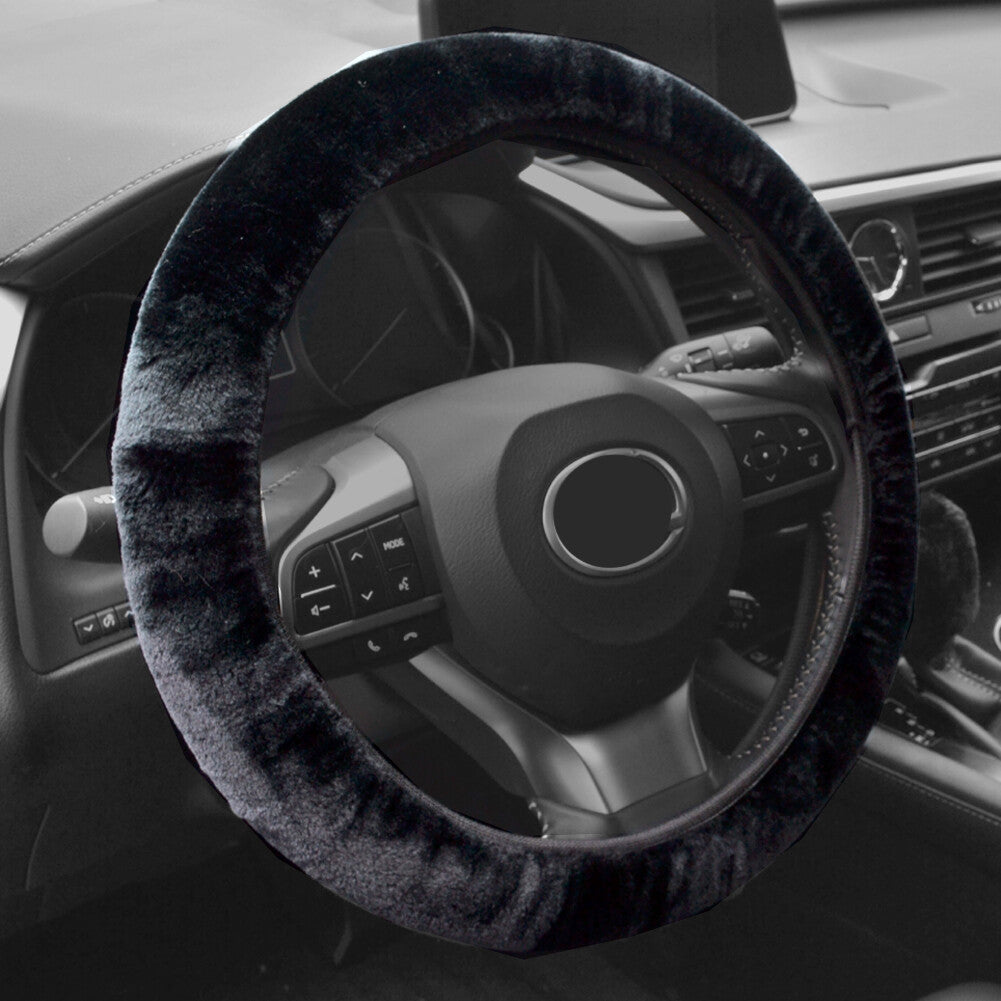 3 Car Steering Wheel Cover Winter Plush Steering Wheel Cover Fluffy Fur Guard 36-39cm