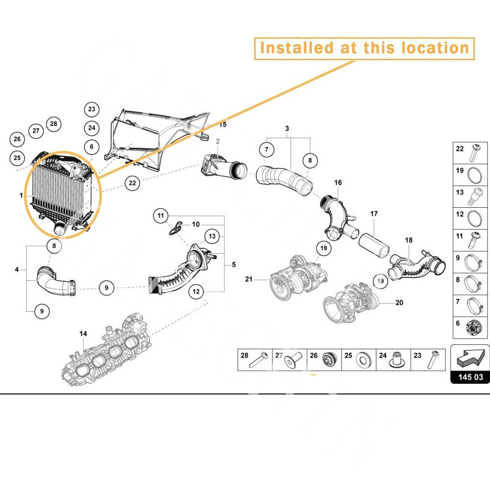 Suitable for LAMBORGHINI URUS Charged Air Cooler Radiator Left Equipment Manufacturer: 4M0145803AK