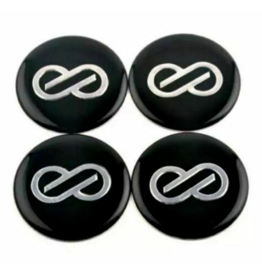 4-Piece Pack Enkei Black Edge Stickers, Wheel Center Stickers, Rim Stickers, Logos 56mm