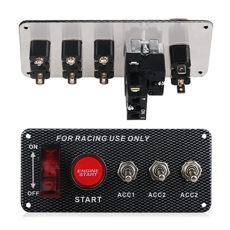 Multifunction Carbon Fiber Engine Start Push Button Toggle Panel Ignition Button