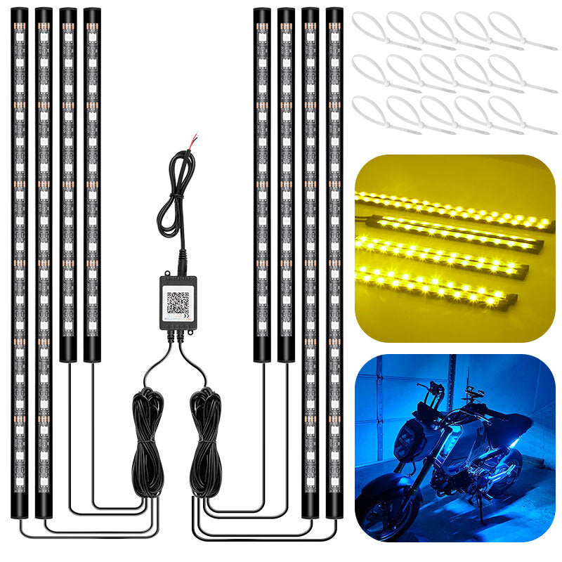 12X LED Light Strip Kit RGB Neon Under Glow Motorcycle for Honda for Yamaha for Suzuki
