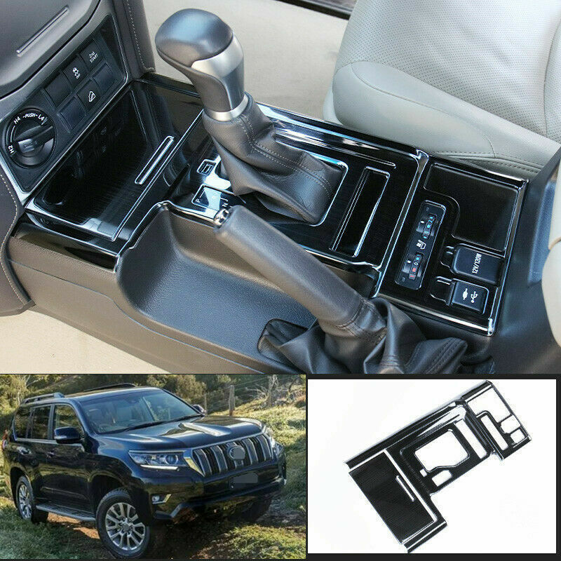 for Toyota Prado 2018-2021 Black Steel Central console Gear shift panel Trim Kit