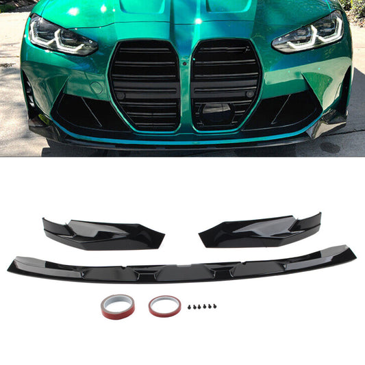 Front Bumper Lip Spoiler for BMW G80 M3 G82 G83 M4 2021-2023 Gloss Black cl