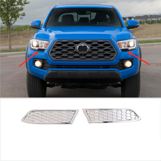 Chrome headlight trim bezels suitable for Toyota Tacoma 2016 - 2023