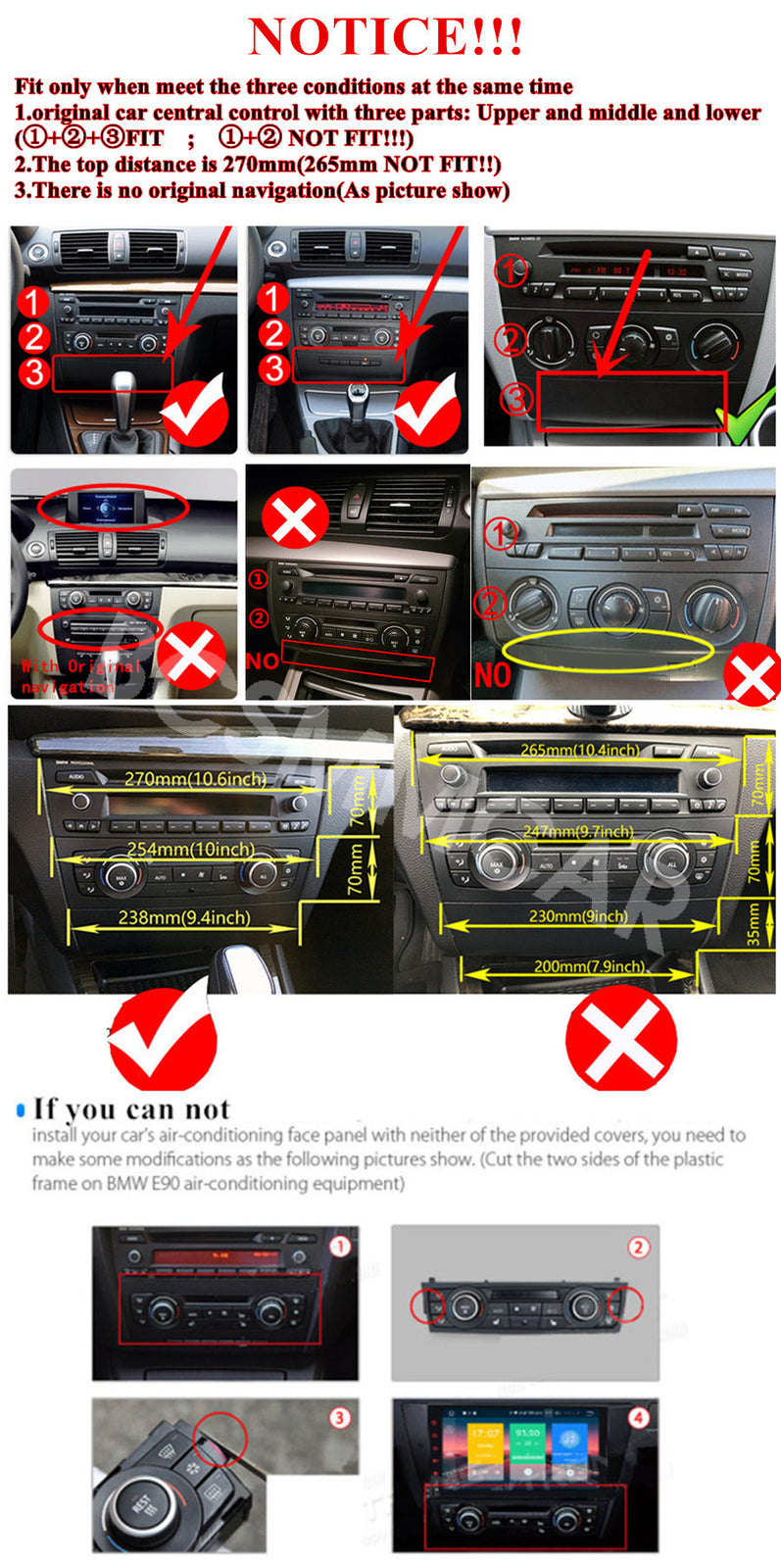 For CarPlay Car Stereo Player Fit for BMW 1 Series E88 E82 2004-2011 Manual A/C