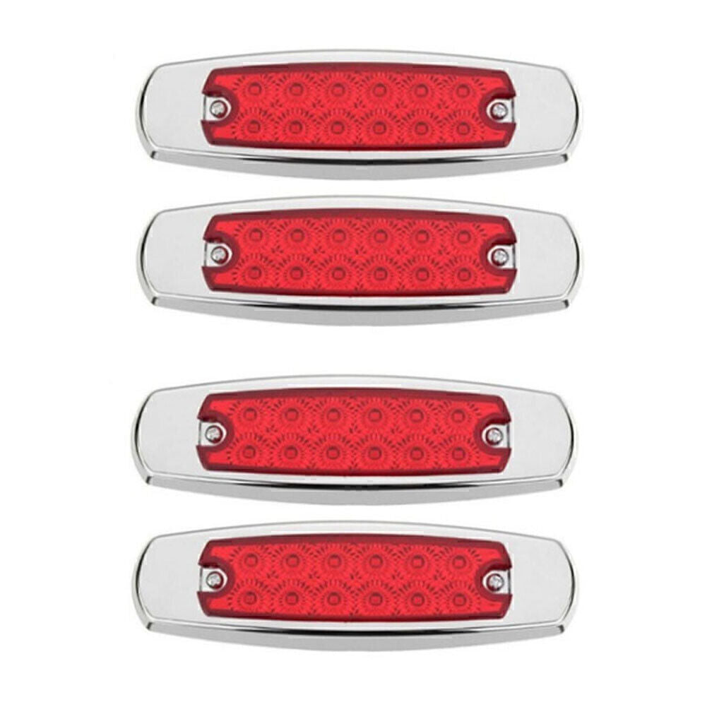 4pcs Red 12V 12 LED Sealed Side Marker Clearance Light Fish Shape Truck Trailer