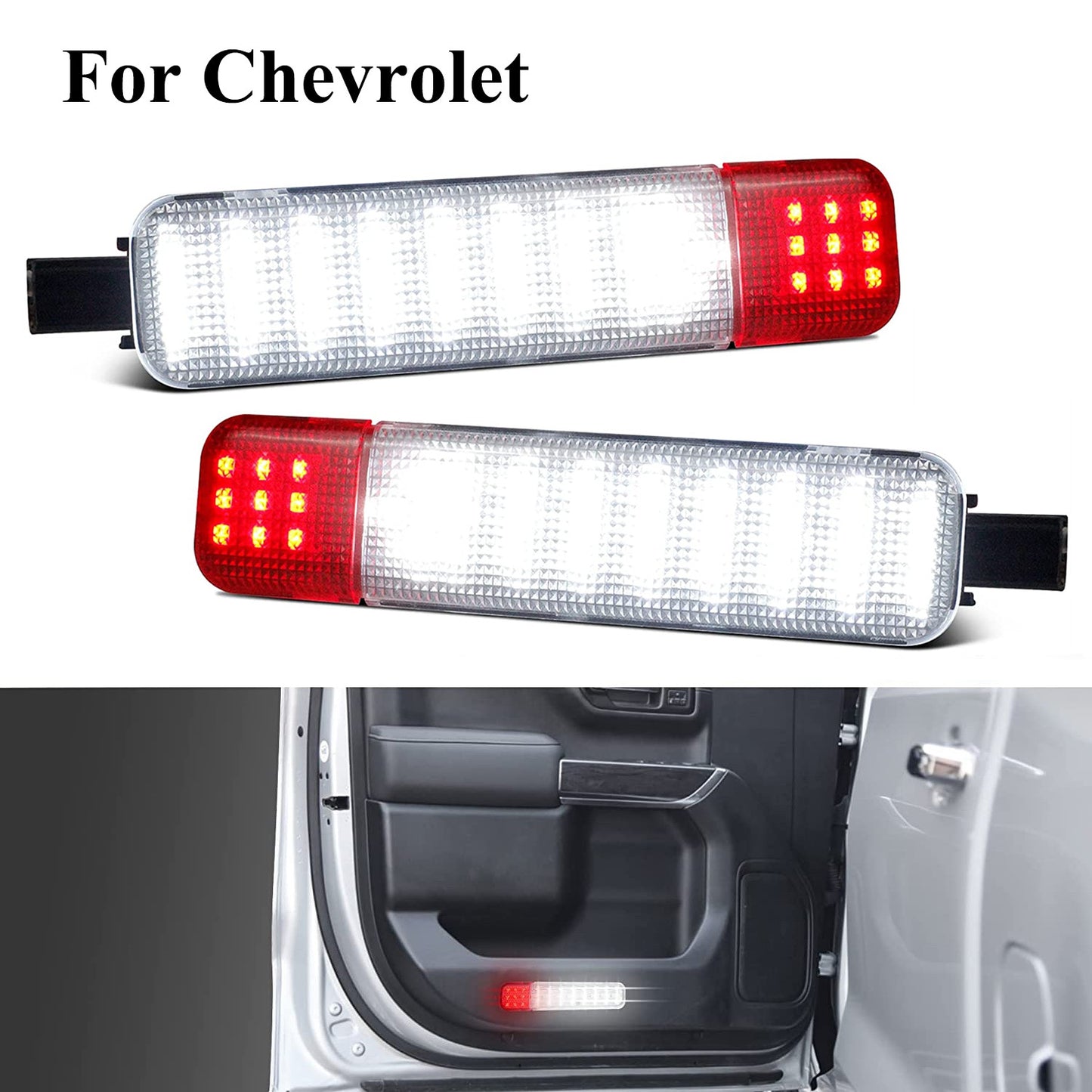 2X for Chevy for Sierra for GMC for Cadillac Red LED Interior Door Panel Light Courtesy Lamp