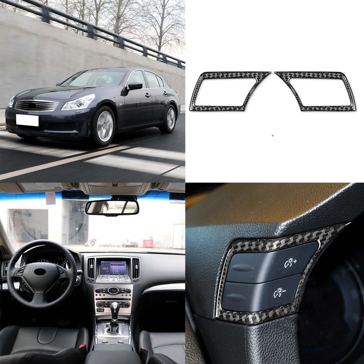 Carbon Fiber Cruise Control Button Frame Cover Trim for Infiniti G37 G35 08-2013