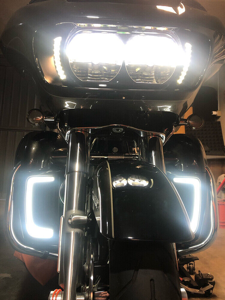 Black Fairing Lower Grills Turn Signal Lights for Harley Road Electra Glides 14+