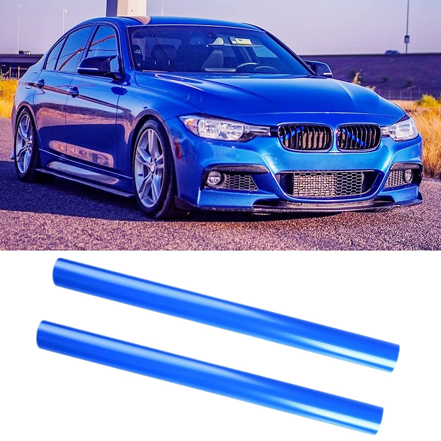 2x Blue Car Front V Brace Grille Trim Strip Covers for BMW 1 2 3 Series F30 G20