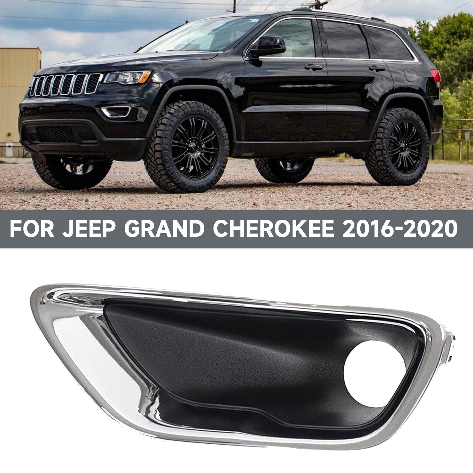 Left Front Bumper Fog Light Lamp Bezel Cover for Jeep Grand Cherokee 2016-2020
