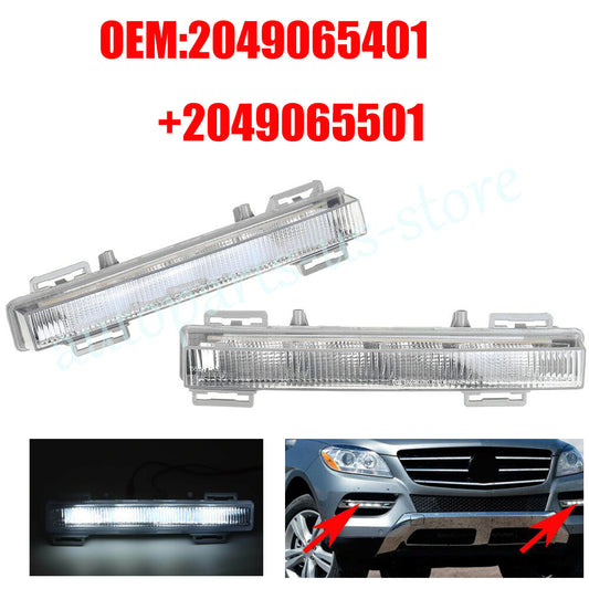 Left + Righ Front LED Daytime Running Light DRL Fog Lamp for Benz W166 2012-15