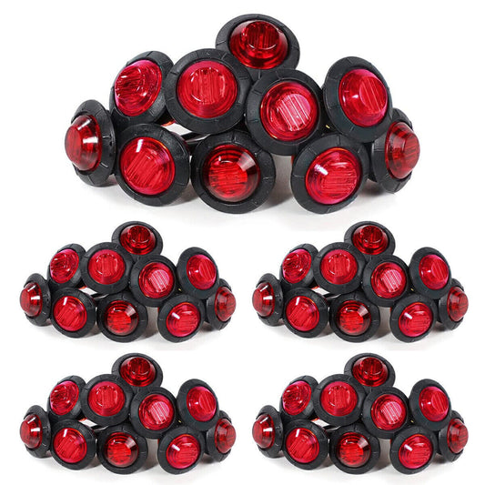 for Mini 3/4 Round Red LED Clearance Bullet Marker Lamp for Truck Trailer Bus