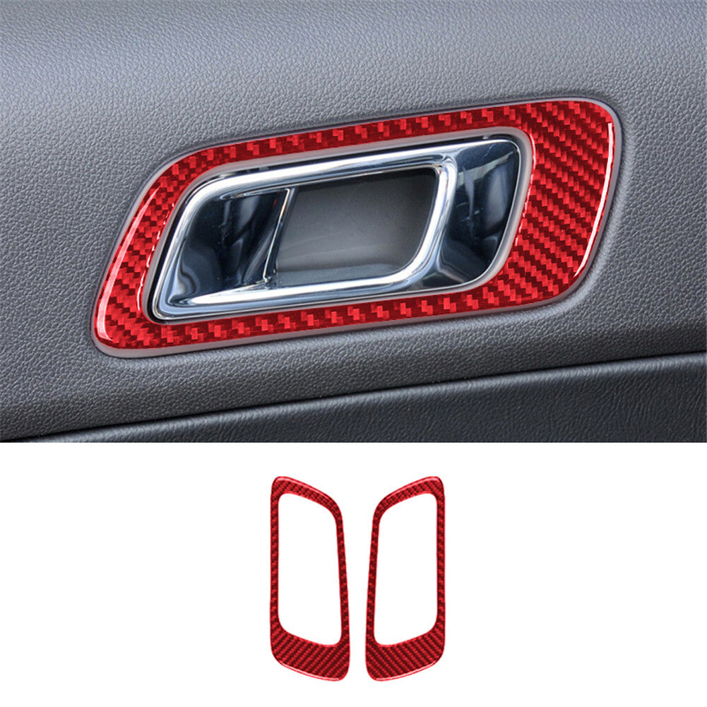 Carbon Fiber Interior Rear Door Handle Trim Panel for Ford Explorer 2011-14 Red