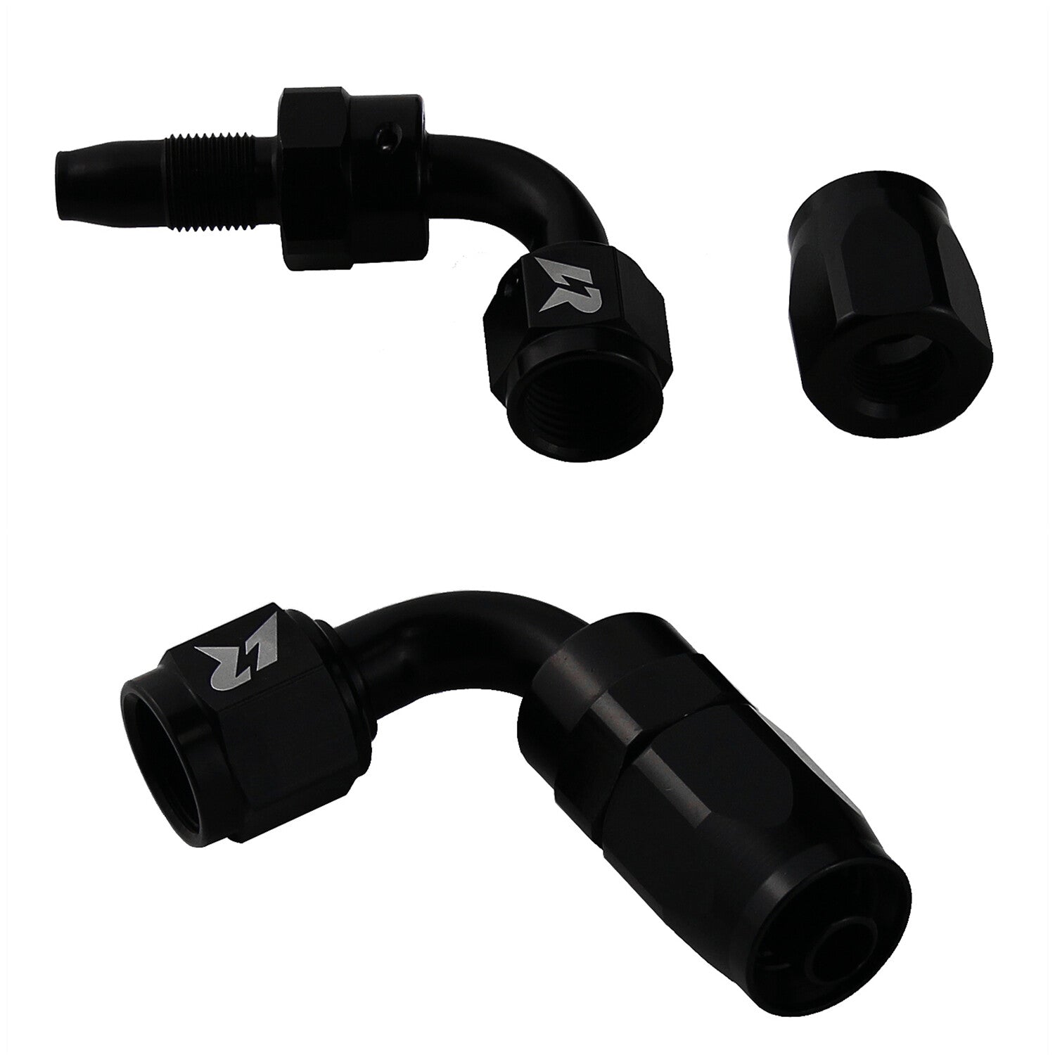 AN10 90 Degree Swivel Hose End Fitting for Braided Fuel Line Aluminum Black