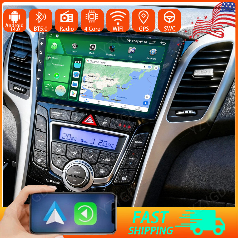 for Hyundai I30 for Elantra GT 2012-2017 Car Radio Android CarPlay GPS Wifi Screen