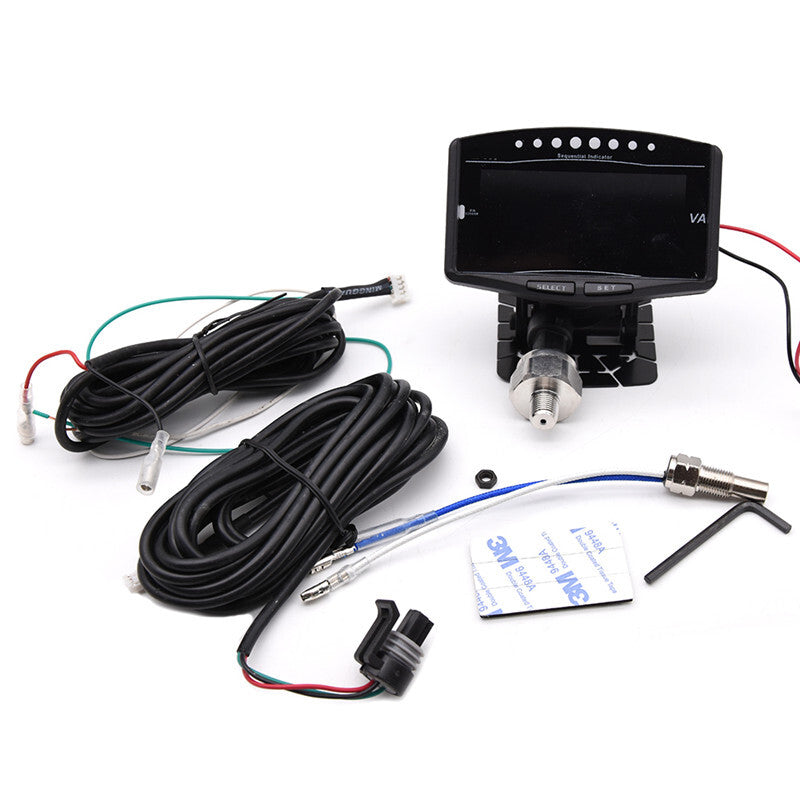 Car LCD Electronic Tachometer Oil Pressure Voltmeter Water Temperature Gauge Kit