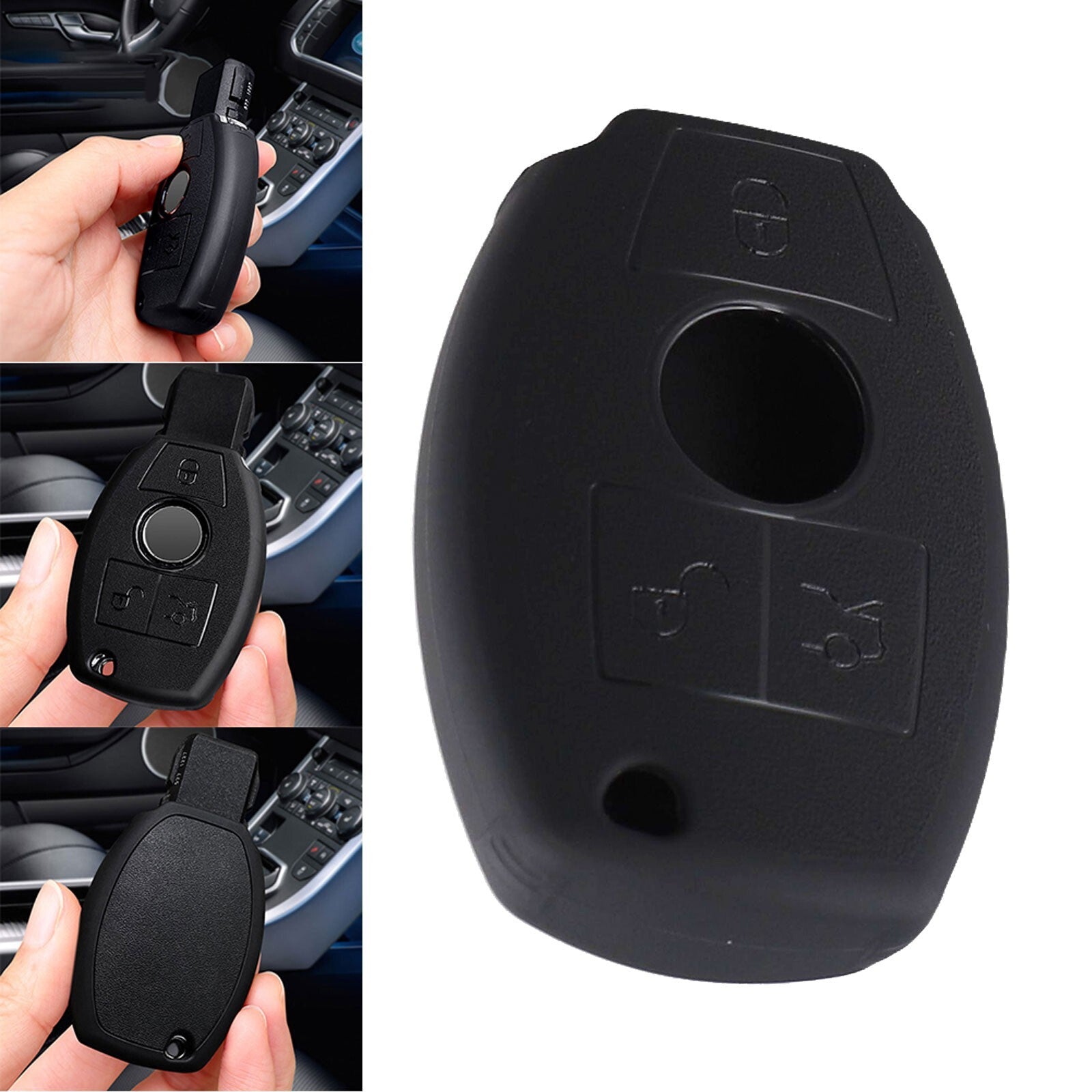 Matte Black Car Key Fob Cover Case for Mercedes 3 4 Buttons W205 W212 W166 X253