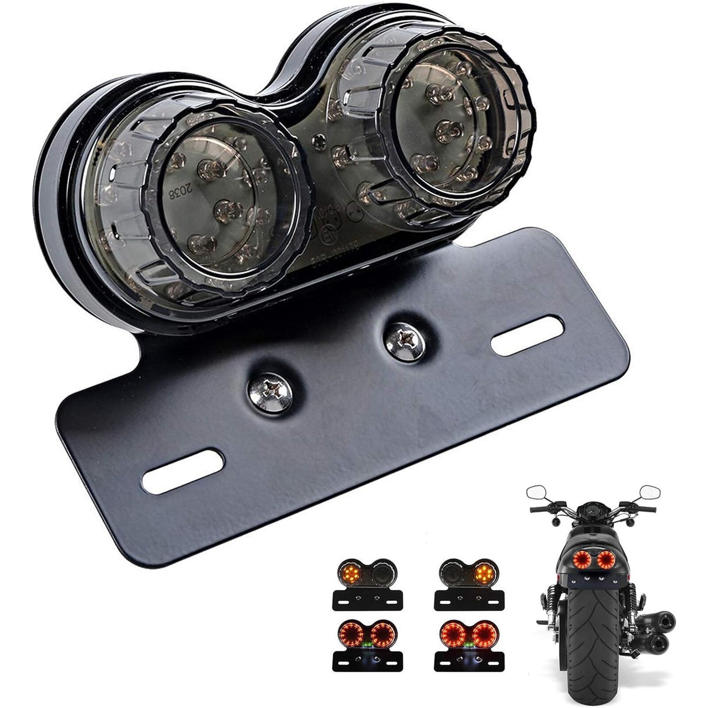 Motorcycle LED Turn Signals Brake Stop Light License Plate Integrated Tail Light