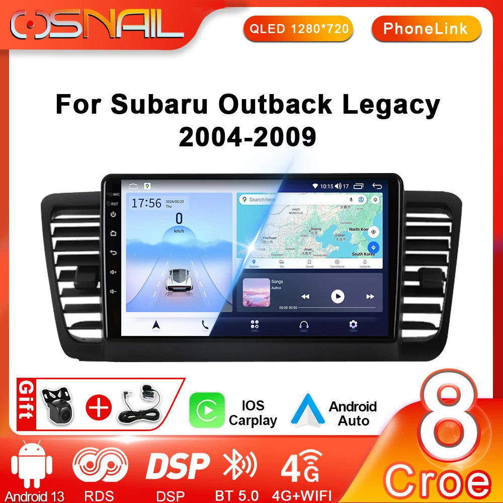 Android Auto CarPlay Car Radio for Subaru Outback 3 Legacy 4 2004-09 GPS Screen