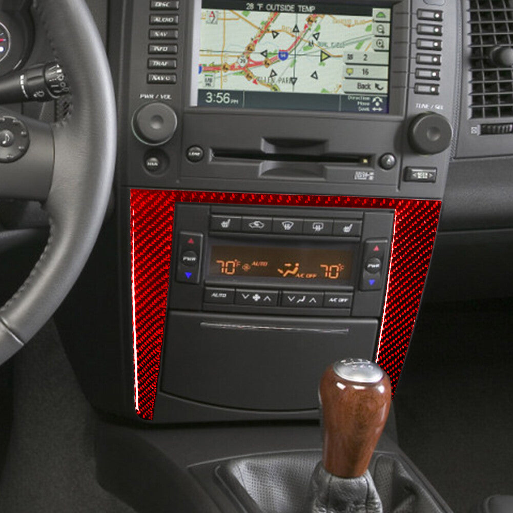 Red Carbon Fiber Climate Control Surround Cover Trim for Cadillac CTS 2003-2007