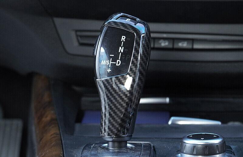 for BMW X5 X6 E70 E71 2008-2013 Carbon Fiber Gear Shift Knob Shifter Lever Trim