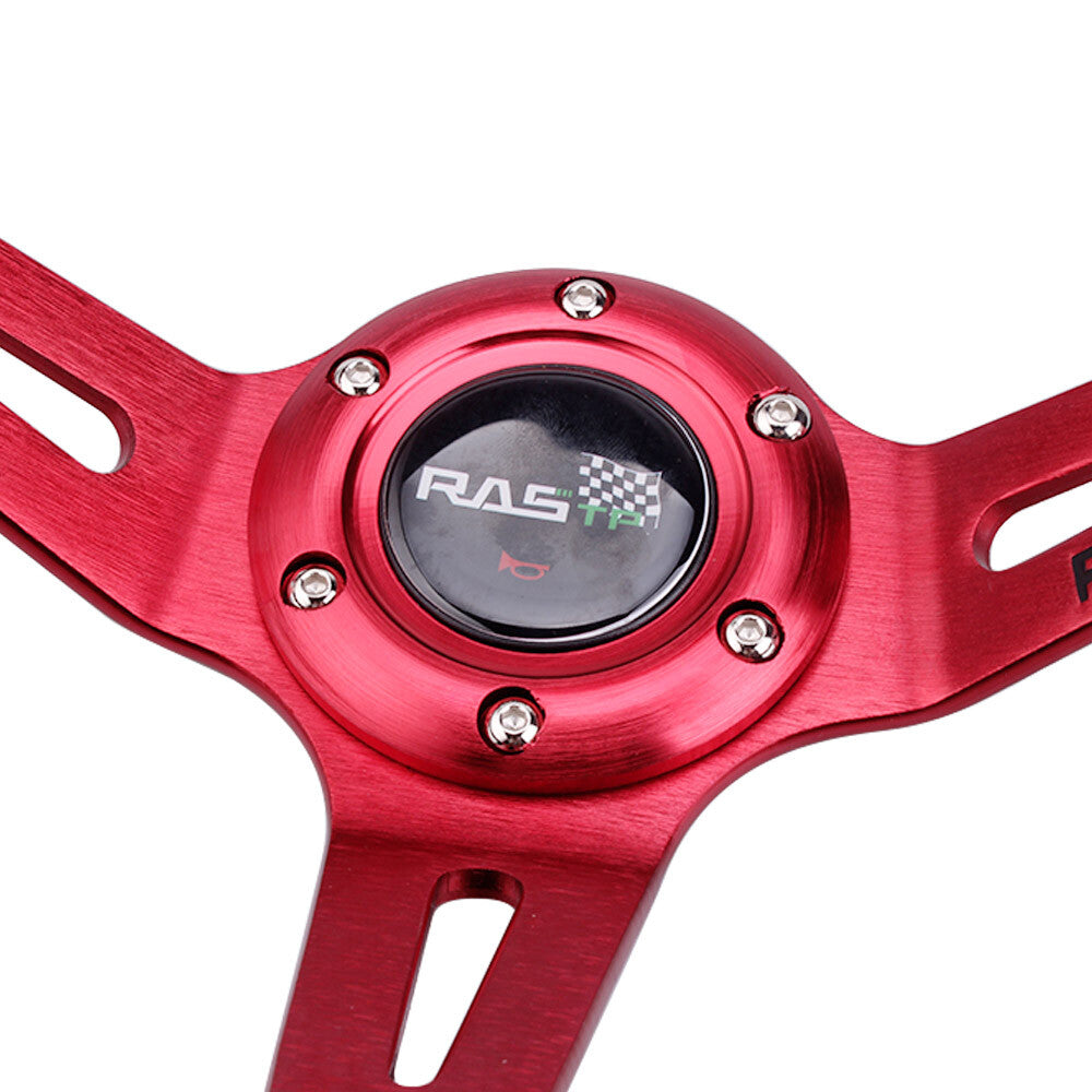Red RASTP Deep Dish Drifting Sport Steering Wheel Aluminum Surface Racing 13