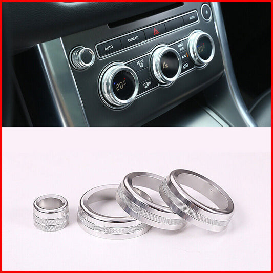 4X Fit for Land Rover Range Sport 2014-2017 Car Silver AC Volume Knob Cover Trim