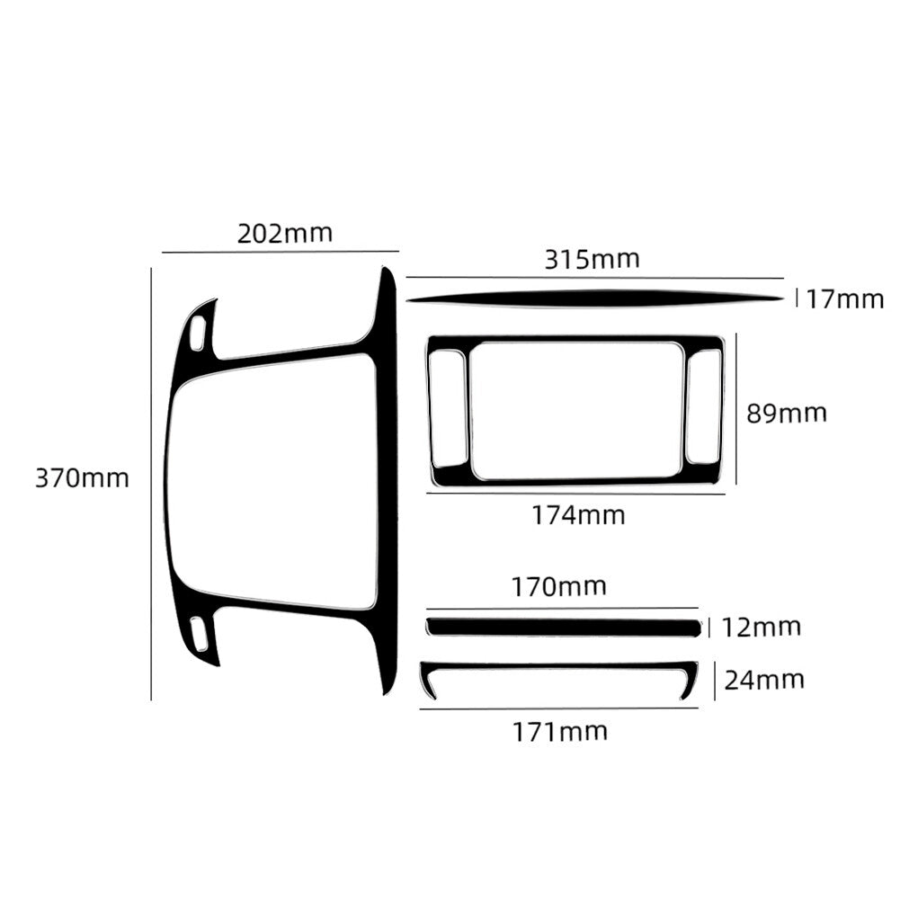 5Pcs Gloss Black Multimedia Console Panel Cover Trim for Chrysler 200 2015-2017