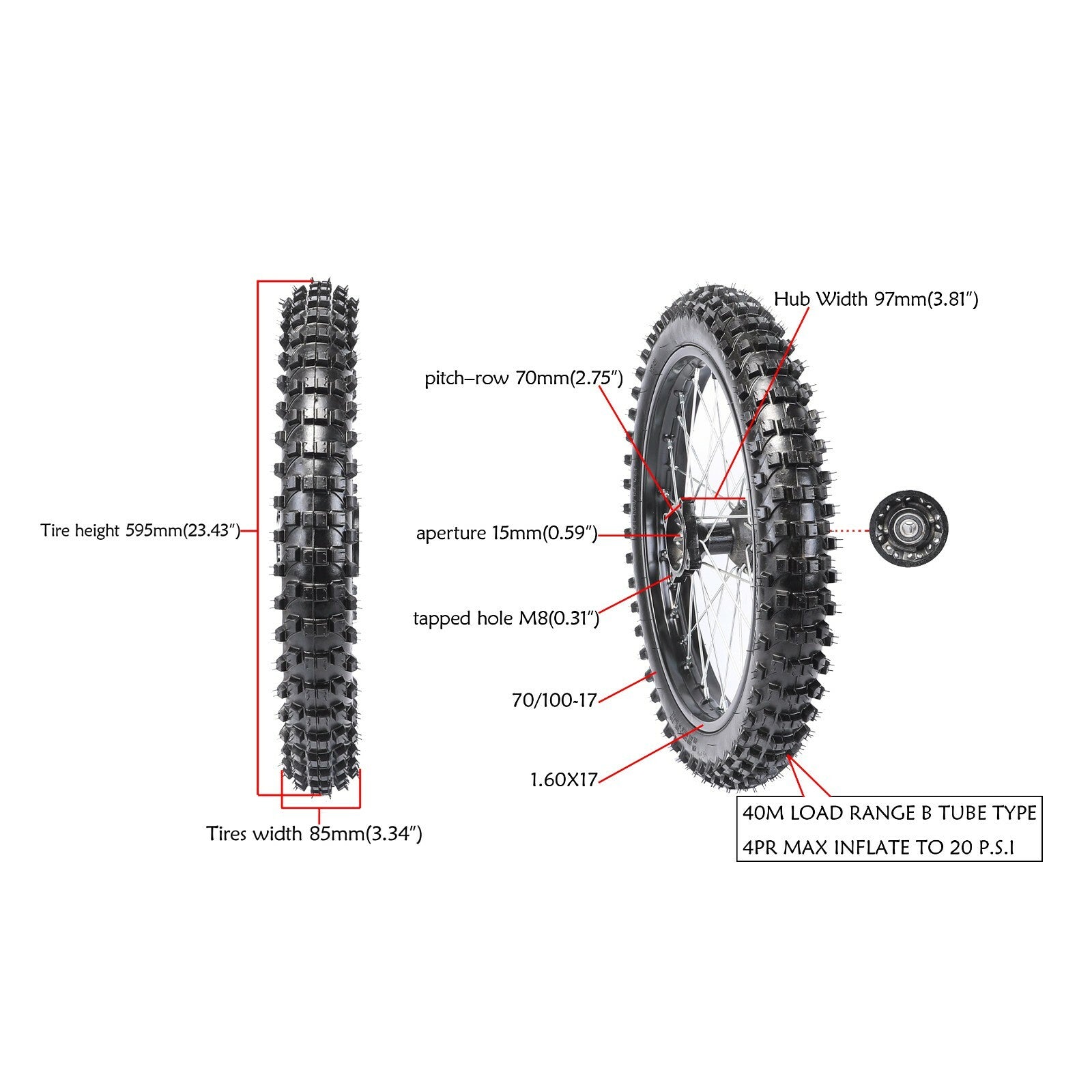 17-inch 14-inch wheels, 70/100-17 + 90/100-14 tires, rims, grooved bike, for mini trail, Apollo RFZ 125