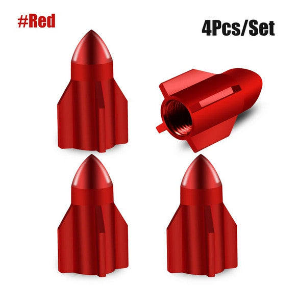 4-piece car tire valve cover rod air dust cover dustproof red rocket for Audi