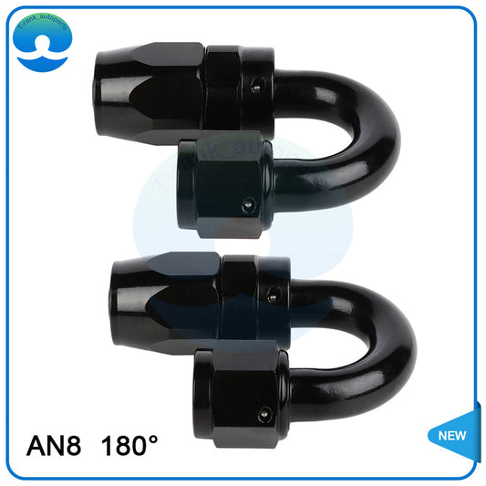 2PC 8AN AN-8 180¡ã Degree Swivel Fuel Oil Gas Line PTFE Hose End Fitting Black