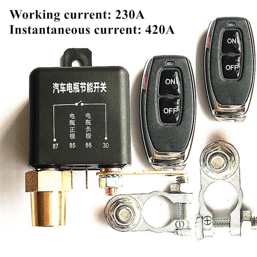 12V Car Battery Disconnect Cut Off Switch Master Kill Kit + Dual Wireless Remote