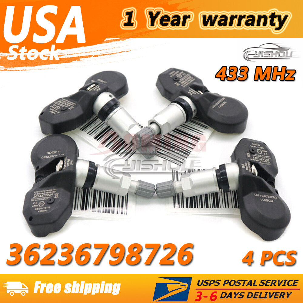 New 4PCS 433MHz TPMS Tire Pressure Monitoring Sensor for BMW E53 E70 E71 E85 E89