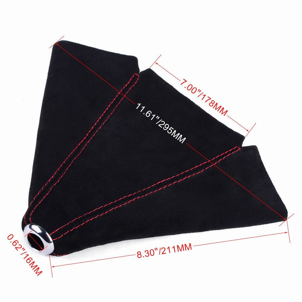 Universal JDM Red Stitch Black Suede Leather Shifter Shift Gear Knob Boot Cover